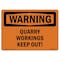Signmission OSHA Warning Sign, 18" Height, 24" Width, Rigid Plastic, Quarry Workings Keep Out!, Landscape OS-WS-P-1824-L-12355 - alternate 1